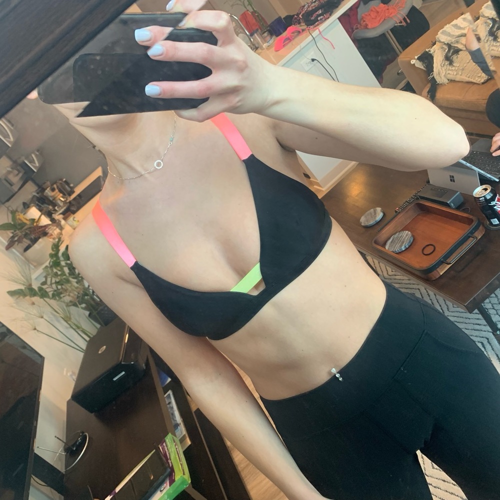 Neon and black swim suit top
